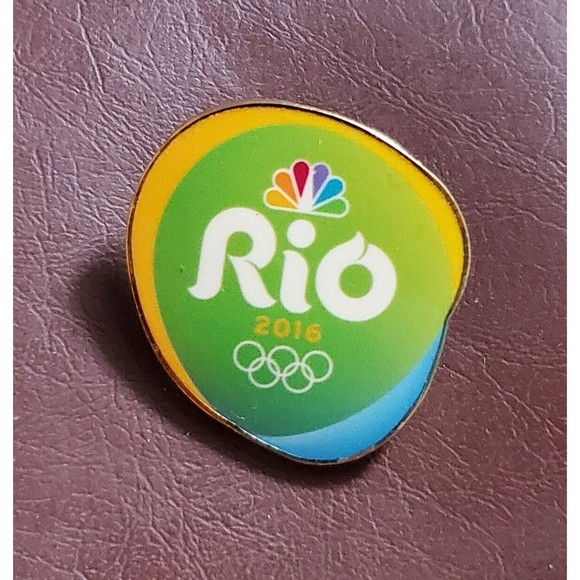 2016 NBC Olympic Media Lapel Hat Pin Rio De Janeiro Brazil Games Mark Logo EUC - Picture 3 of 3